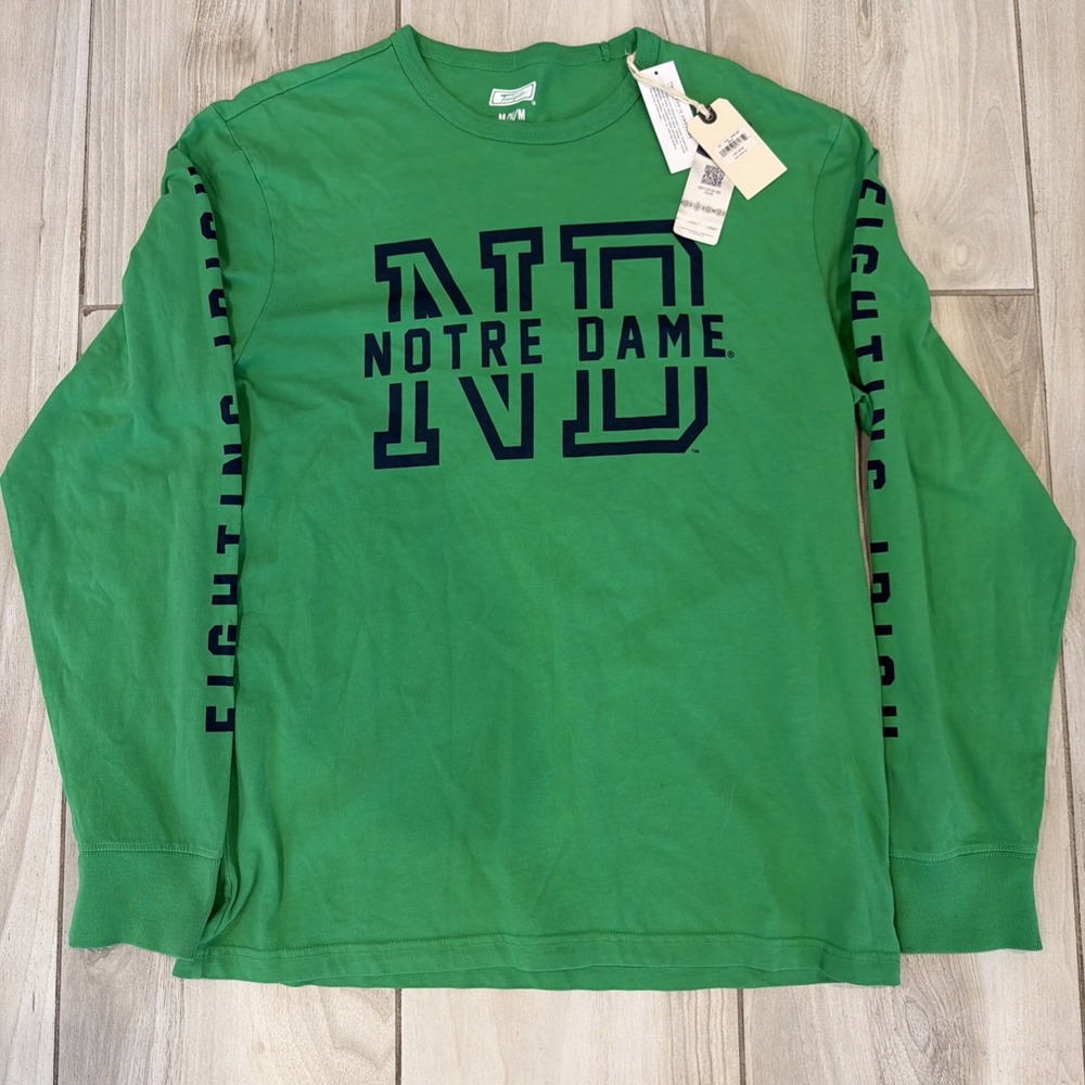 Notre Dame Fighting Irish Long Sleeve Shirt Tailgate Green Size Medium M New